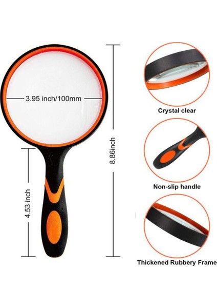 100 mm Çap 3x Büyütme El Tipi Büyüteç - AL2492