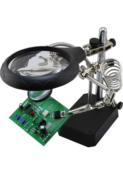 LED Işıklı Masaüstü Tamirci Büyüteç Seti 1 Adet 90mm ve 34mm Lens Çapı ile indirimleri