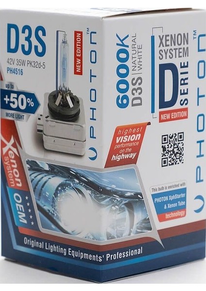 D3S 6000K +%50 Fazla Işık Xenon Ampul