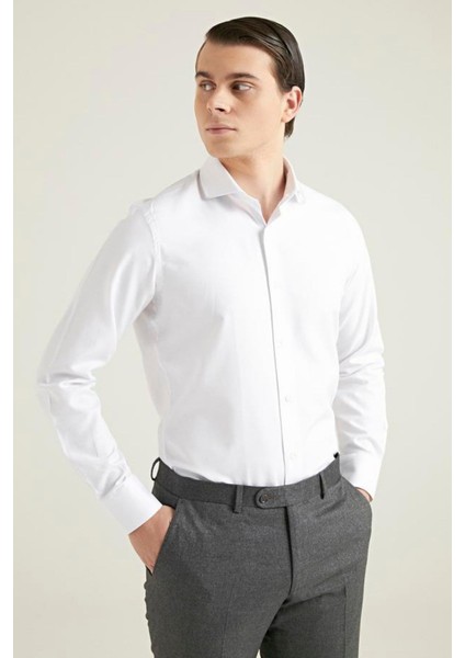Kocmen Slim Fit Erkek Gömlek K-0213 - Beyaz