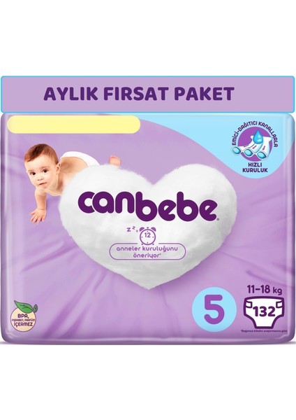 Bebek Bezi Beden:5 (11-18kg) Junior 132 Adet Aylık Fırsat Pk