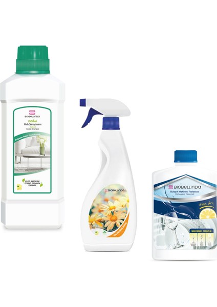 Halı Şampuanı 1000 ml + Oda Parfümü Activia 500 ml + Bulaşık Makinası Parlatıcısı 450 ml