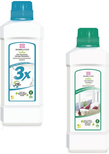 3x Çamaşır Beyazlatıcı 750 Gr + Cam & Mobilya Temizleyici 1000 ml