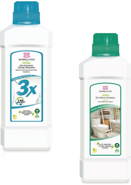 3x Çamaşır Beyazlatıcı 750 Gr + Wc & Banyo Temizleyici 1000 ml