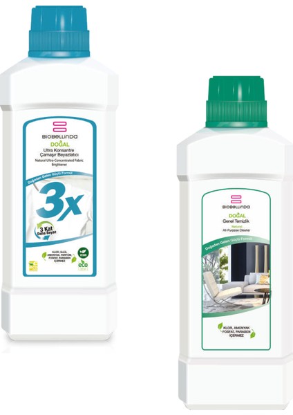 3x Çamaşır Beyazlatıcı 750 Gr + Genel Temizlik 1000 ml