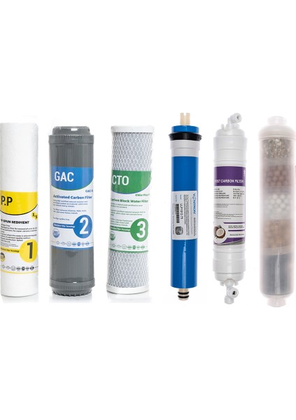 Su Arıtma Cihazı Açık Kasa Çift Karbonlu 6'lı Filtre Seti 10 Aşamalı Vontron Membranlı