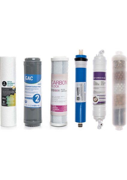 Açık Kasa Su Arıtma Cihazlarına Uyumlu 6'lı Filtre Seti 10 Aşamalı Vontron Membranlı