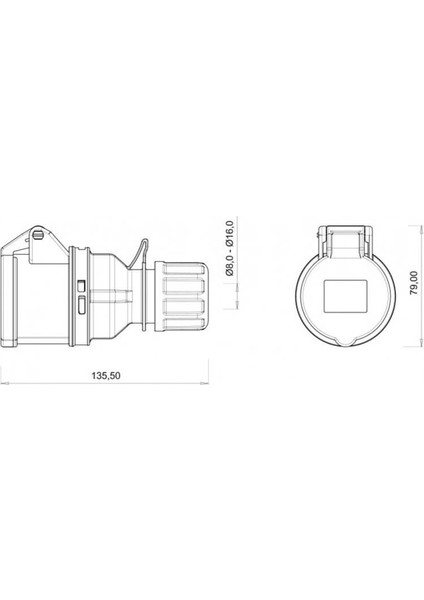 Priz Cee 16A Ip44 Uzatma 3P+E Vid.