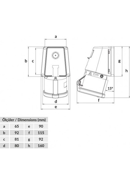 Priz Cee 32A Ip44 Duvar90° 3P+N+E