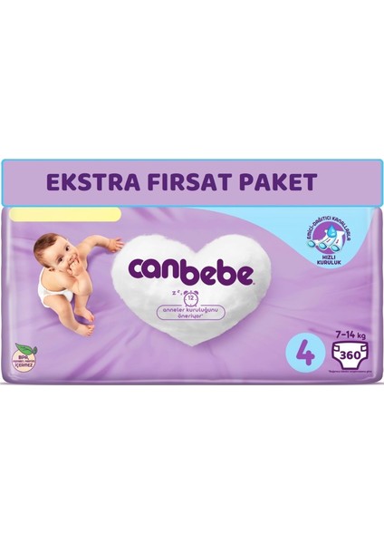 Bebek Bezi Beden:4 (7-14KG) Maxi 360 Adet Ekstra Fırsat Pk