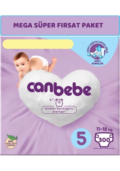 Bebek Bezi Beden:5 (11-18KG) Junior 300 Adet Mega Süper Fırsat Pk