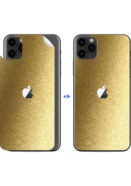 Ipg Apple İphone 11 Pro Max Dekoratif Arka Koruma Sticker Metallik Gold