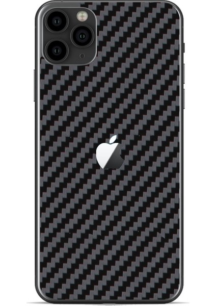 Apple İphone 11 Pro Max Dekoratif Arka Koruma Sticker Karbon Fiber Siyah