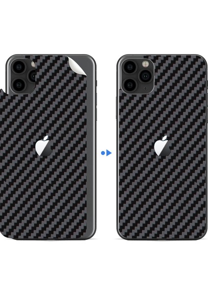 Apple İphone 11 Pro Max Dekoratif Arka Koruma Sticker Karbon Fiber Siyah modelleri