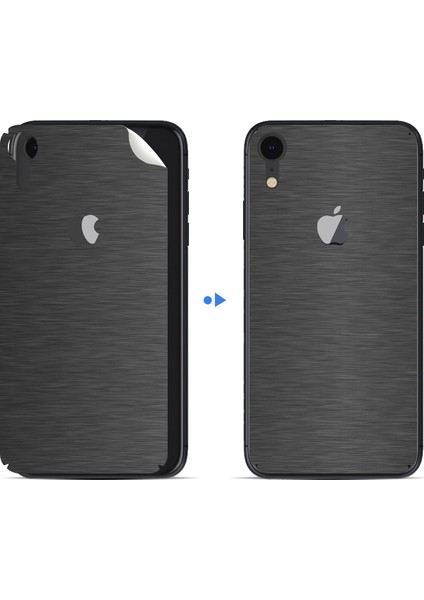 Apple İphone Xr Dekoratif Arka Koruma Sticker Alüminyum Koyu Gri modelleri