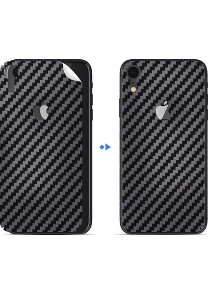 Apple İphone Xr Dekoratif Arka Koruma Sticker Karbon Fiber Siyah modelleri
