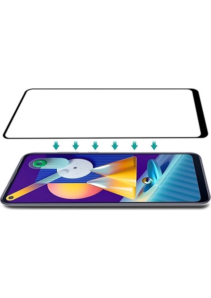 Samsung Galaxy M11 Full Glue Tempered Cam Ekran Koruyucu Al33611 Siyah modelleri