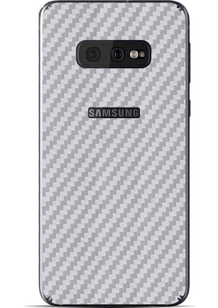 Samsung Galaxy S10E Dekoratif Arka Koruma Sticker Karbon Fiber Gri