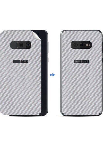 Samsung Galaxy S10E Dekoratif Arka Koruma Sticker Karbon Fiber Gri modelleri