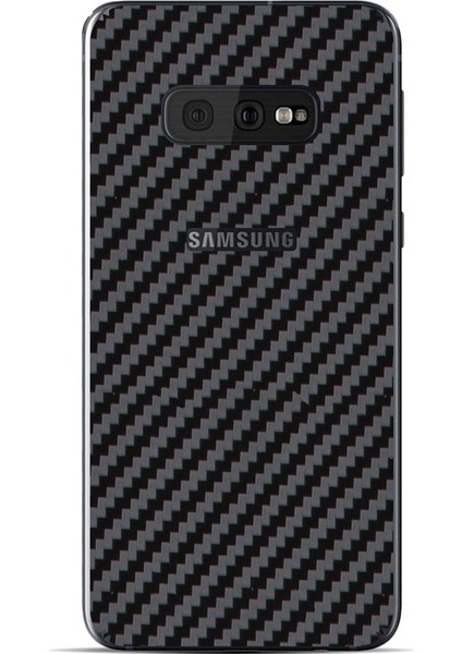 Samsung Galaxy S10E Dekoratif Arka Koruma Sticker Karbon Fiber Siyah
