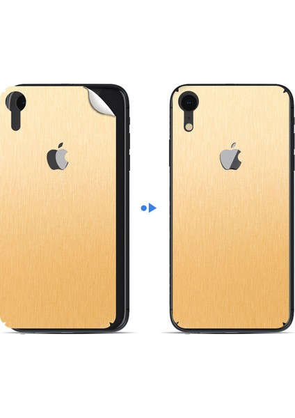 Apple İphone Xr Dekoratif Arka Koruma Sticker Fırçalanmış Altın