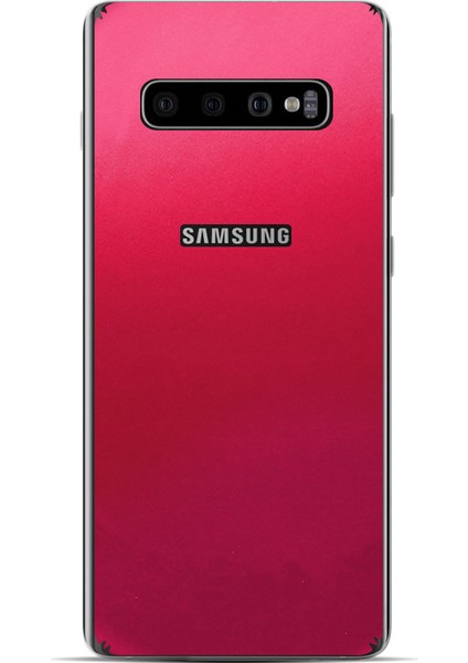 Samsung Galaxy S10 Plus Dekoratif Arka Koruma Sticker Metallik Pembe