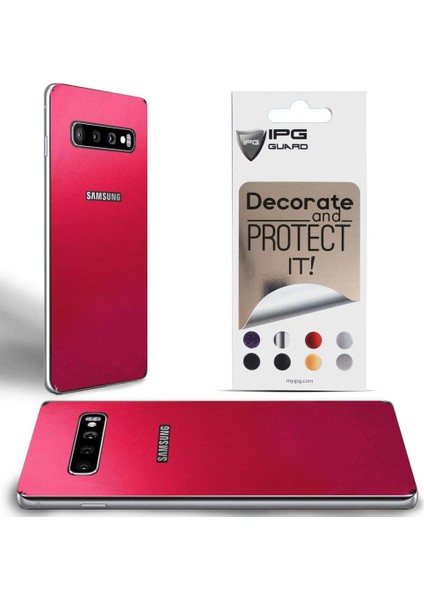 Samsung Galaxy S10 Plus Dekoratif Arka Koruma Sticker Metallik Pembe