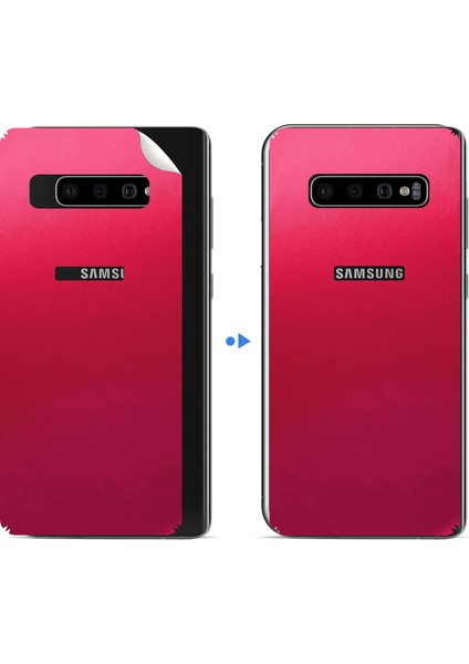 Samsung Galaxy S10 Plus Dekoratif Arka Koruma Sticker Metallik Pembe