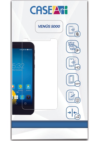 Vestel Venüs 5000 Temperli Ekran Koruyucu Cam Şeffaf fiyatları