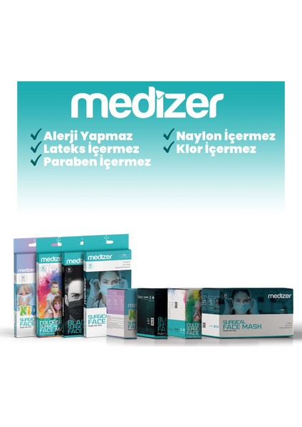 Medizer Full Ultrasonik Cerrahi Ağız Maskesi 3 Katlı Spunbond Kumaş 150 Adet - Burun Telli - Mavi fırsatları