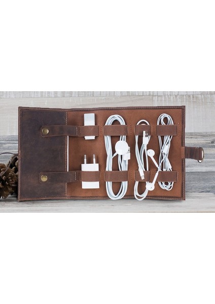 Deri Kablo Düzenleyici Organizer Kılıf G2 Antik Kahve fiyatları