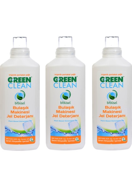 Green Clean Bitkisel Green Clean Jel Bulaşık Makine Deterjanı 3 'lü