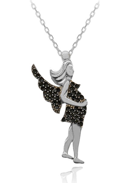 Siyah Taşlı Hamile Kadın Gümüş Kolye fiyatları