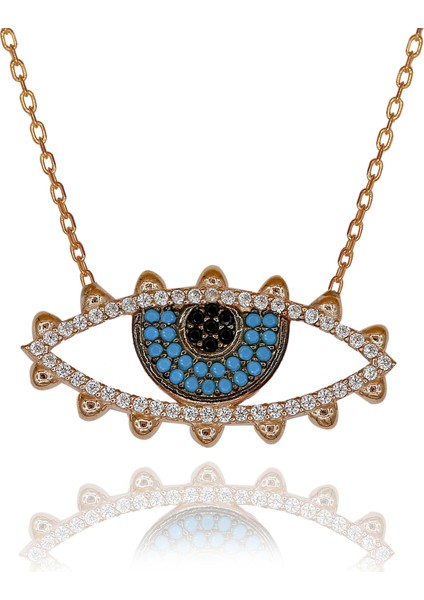 Nazar Boncuklu Göz Gümüş Kolye