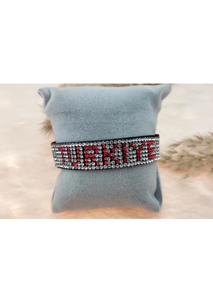 Swarovski Taşlı Türkiye Yazılı Ayarlanabilir Bileklik fiyatları