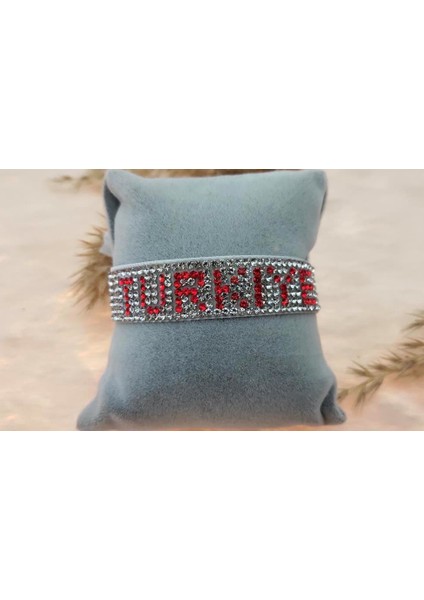 Swarovski Taşlı Türkiye Yazılı Ayarlanabilir Bileklik fiyatları