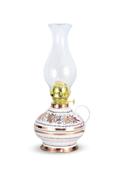 Gül Çiçek Royal Middle Işlemeli Bakır Gaz Lambası