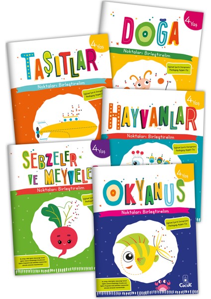 4 Yaş Tanımlayıcı Eğitici Etkinlik “4 Yaş Noktaları Birleştirelim” Eğlenceli Okul Öncesi Set 5 Kitap