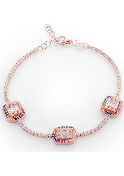 Üçlü Kare Rose Gold Bileklik