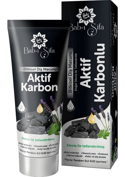 Bab-I Şifa Doğal Aktif Karbonlu Diş Macunu 140 gr Helal Sertifikalı