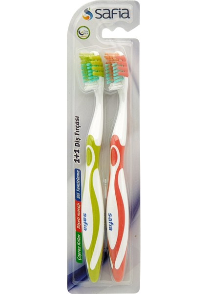 Yumuşak Diş Fırçası Yetişkinler Için 1+1 - Yeşil-Kırmızı Renk
