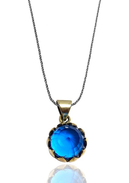 Otantik Gümüş Kolye Aquamarin Taşlı (Kod 2020746C)