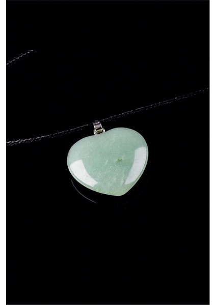 Doğal Aventurin Taşı Kalp Modeli Doğal Taş Kolye (Ip Kolye)