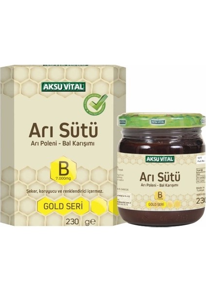 Gold B 7.000 Mg Arı Sütü Arı Poleni Ham Bal Karışımı 230 G