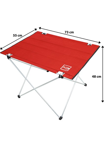 Katlanabilir Kumaş Kamp ve Piknik Masası, Kırmızı, Geniş Model, 73 x 55 x 48 cm