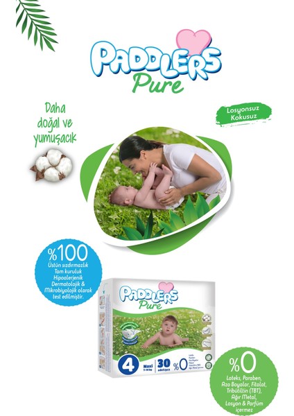 Pure Bebek Bezi 3 Numara Midi 4 Adet ( 4-9 Kg) Deneme Paketi