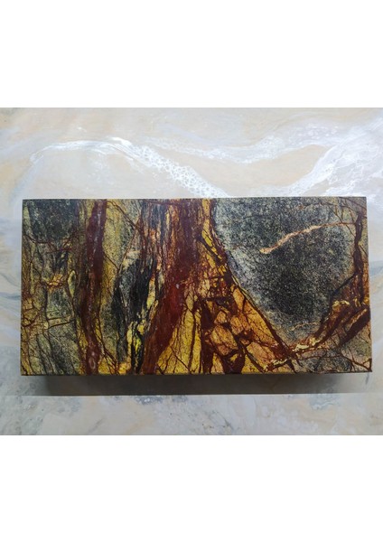 Rain Forest Green Mermer Sunum & Servis Tabağı Altın Ayaklı