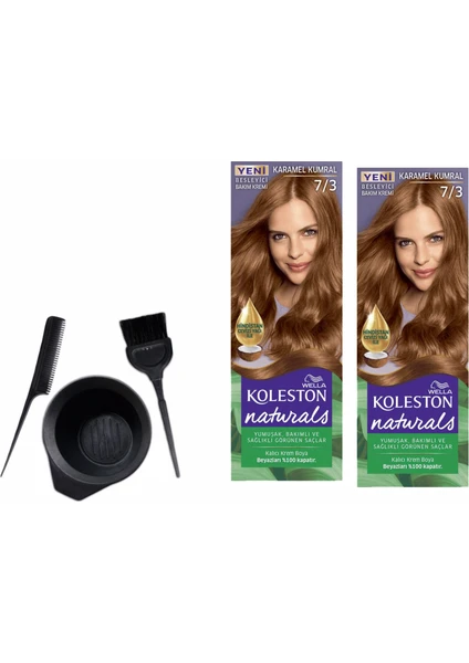 Koleston Naturals Saç Boyası 50 ml 7/3 Karamel Kumral X2 Adet+Boyama Seti