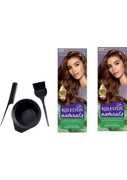 Koleston Naturals Saç Boyası 50 ml 6/7 Çikolata Kahvex2 Adet+Boyama Seti