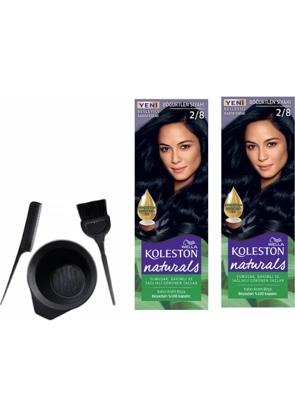 Koleston Naturals Saç Boyası 50 ml  2/8 Böğürtlen Siyah X2 Adet+Boyama Seti